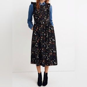 Madewell Corduroy Ruffle-Front Dress in Finch Floral Size 2